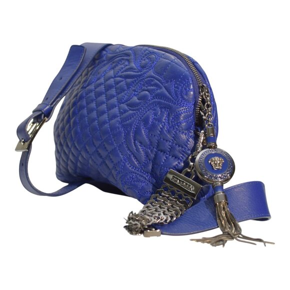 Gianni Versace Vanitas Quilted Leather Shoulder Bag in Electric Blue - Picture 14 of 16